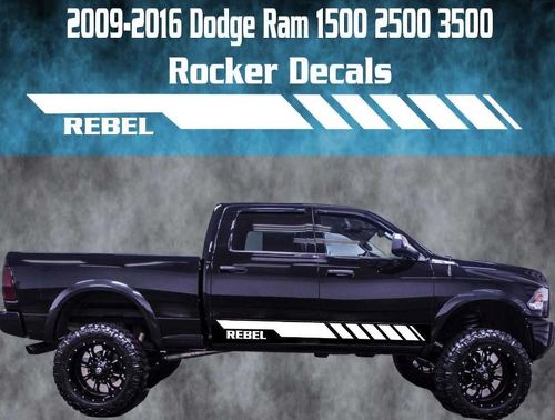 2009-2016 Dodge Ram Rocker Stripe vinilo calcomanía gráfico Racing 1500 2500 Rebel