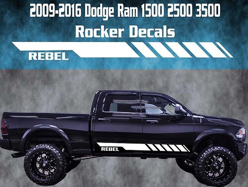 2009-2016 Dodge Ram Rocker Stripe Vinilo adhesivo gráfico Racing 1500 2500 Rebel
