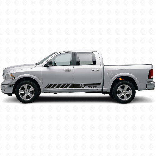 Calcomanía de vinilo de rayas laterales estilo Hemi personalizado para Dodge Ram Rebel 1500 2009–2016