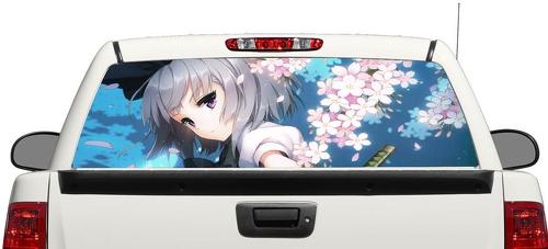 Etiqueta engomada de la ventana trasera de la historieta de la muchacha del Anime pegatina camioneta SUV coche 2