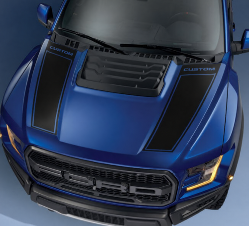 CUSTOM Dual Outline Stripes Capó Adhesivo de vinilo para Ford F-150 2017