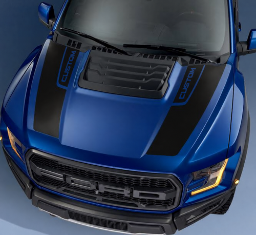 Pegatina de vinilo personalizada de franjas dobles para capó Ford F-150 2017