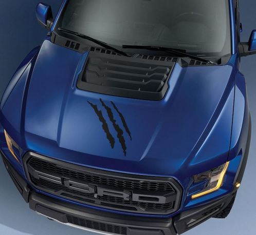 Ford F150 Raptor 2017 calcomanía de gráficos de garra de capó