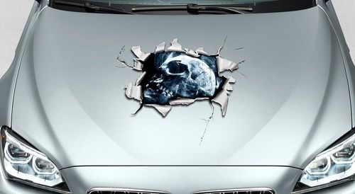 Agujero del cráneo en el capó lágrimas rip ripped Graphics Decal Sticker Pick-up Truck SUV Car