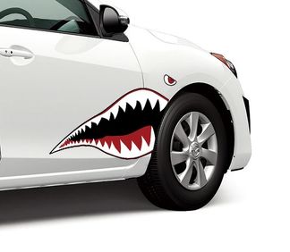 Warhawk Flying Tiger Shark Teeth vinilo gráficos calcomanía se adapta a cualquier coche sedán