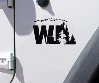2 de Jeep WJ Design Decal Wrangler Calcomanías Pegatinas Logo elegir color.