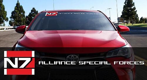 Calcomanía de vinilo para parabrisas de Fuerzas Especiales de la Alianza N7 de Mass Effect para coches