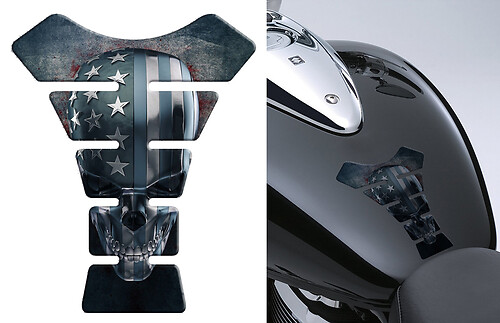 Adhesivo de vinilo para tanque de combustible con calavera de bandera USA para moto