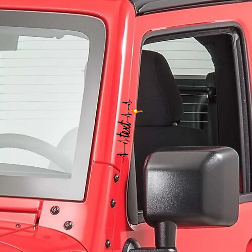 Calcomanías de vinilo para pilar de puerta con pulso cardíaco para Jeep Wrangler Rubicon
