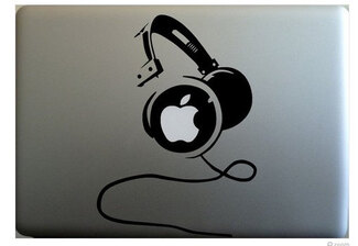 Etiqueta engomada de la etiqueta del macbook de los auriculares de Apple
