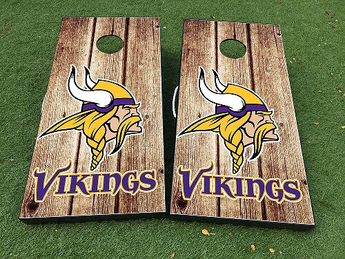 Juego de adhesivos de vinilo para tablero de cornhole estilo Minnesota Vikings