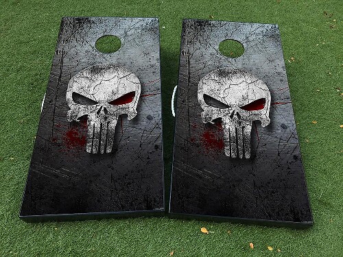 Juego de Calcomanías de Vinilo para Tablero de Cornhole con Diseño de Calavera Estilo Punisher