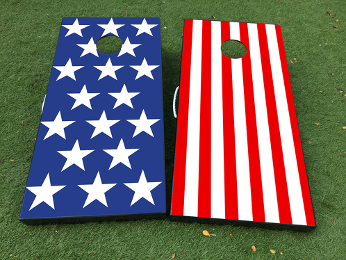 Bandera estadounidense EE. UU. 2 Cornhole Juego de mesa Calcomanía ENVOLTURAS DE VINILO con LAMINADO