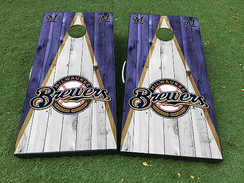 Juego de Vinilo Adhesivo para Tabla de Cornhole Estilo Milwaukee Brewers