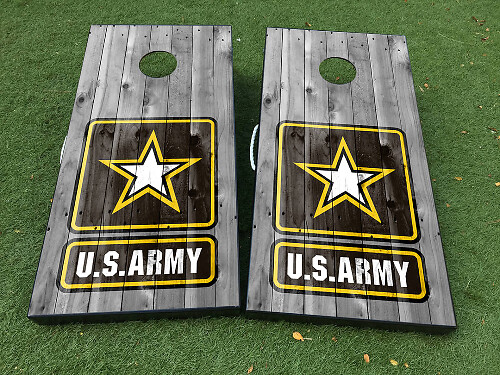 Juego de adhesivos envolventes para tablero de cornhole estilo militar del Ejército de EE.UU.