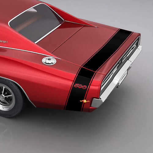 Kit de calcomanías de vinilo 500 Stripe para maletero trasero y panel lateral para Dodge Charger 500 1969