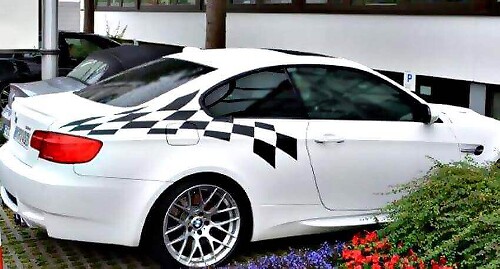 Adhesivo lateral de vinilo con bandera a cuadros para BMW M3