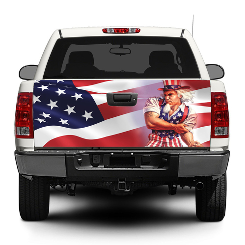 Etiqueta engomada de la puerta trasera de la bandera de los EE. UU. del tío Sam Americano Wrap Pick-up Truck SUV Car
