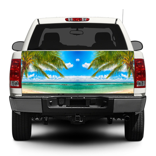 Palm Trees Beach tropical Tailgate Decal Sticker Wrap Pick-up Truck SUV Car