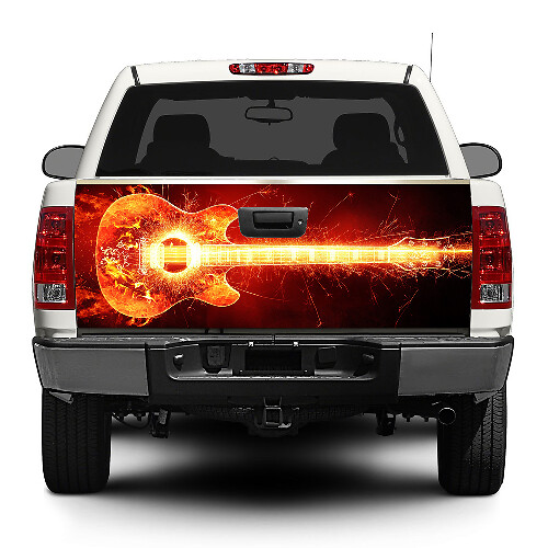 Etiqueta engomada de la puerta trasera de la música rock ardiente de la guitarra Wrap Pickup Truck SUV Car