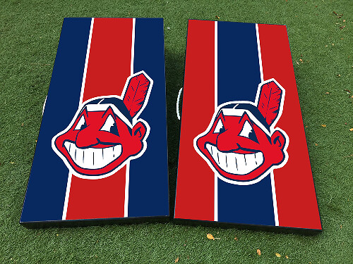 Etiqueta engomada del juego de mesa Cornhole de béisbol de los Indios de Cleveland, envolturas de vinilo con laminado
