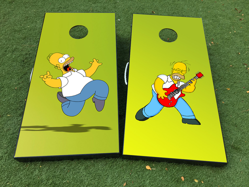 Homer Simpsons cartoon rock Cornhole juego de mesa calcomanía vinilo envoltorios con laminado