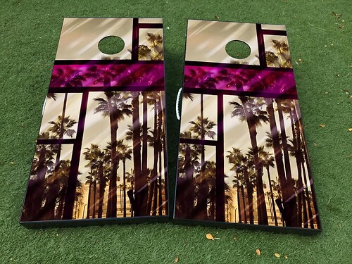 Calcomanía adhesiva para juego de mesa Miami Cornhole, envoltorios de vinilo con laminado
