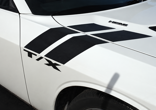 Custom T/X Solid Hash Stripes — Calcomanía de vinilo (guardabarros delantero) para Dodge Challenger