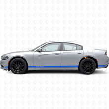 Adhesivo de vinilo lateral con franjas dobles y texto personalizado para Dodge Charger 2015-2026_2