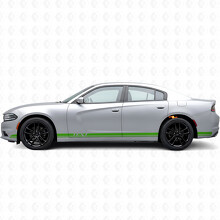 Adhesivo de vinilo lateral con franjas dobles y texto personalizado para Dodge Charger 2015-2026_3