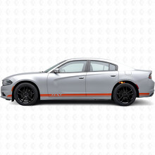 Adhesivo de vinilo lateral con franjas dobles y texto personalizado para Dodge Charger 2015-2026_4