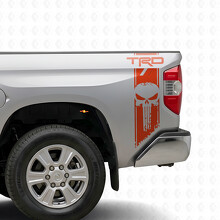 Calcomanía de vinilo de franjas con calavera TRD Punisher para la cabecera de Toyota Tundra_4