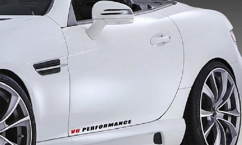 2 - V6 PERFORMANCE Falda de vinilo Calcomanía sport racing sticker NEGRO/ROJO