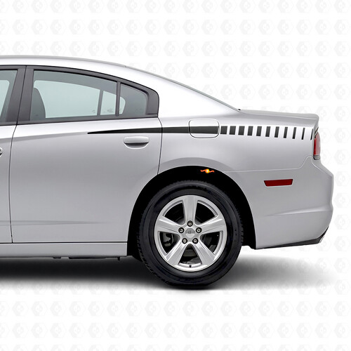 Pegatinas de vinilo laterales con franjas estroboscópicas en forma de cuña para Dodge Charger 2011-2014_1