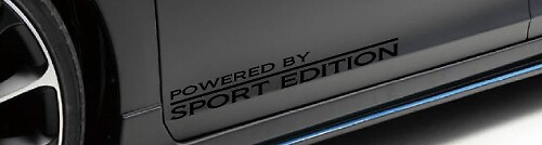 2 - POWERED BY SPORT EDITION Vinilo falda carreras Calcomanía puerta logo pegatina NEGRO