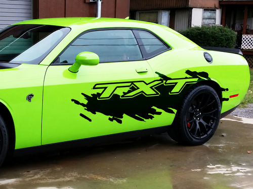 Adhesivo Vinilo Lateral Splash Grunge TXT para Dodge Challenger
