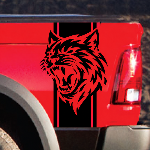 Custom Cat Head Vertical Bed Stripe Pair Hellcat Style Lateral de caja Adhesivo de vinilo para Dodge Ram 1500