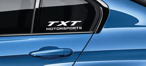 Calcomanía adhesiva de vinilo para ventana lateral de Custom Text Motorsports