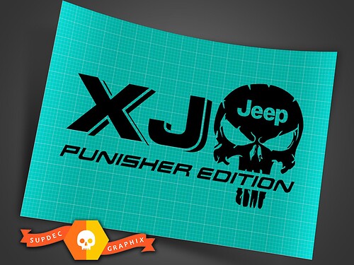 Calcomanía adhesiva para automóvil de camión - (2) EDICIÓN XJ JEEP Punisher - Calcomanía adhesiva de vinilo Vinilo para exteriores
