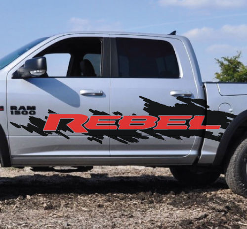 2 colores Dodge Ram Rebel Logo Splash Grunge vinilo calcomanía gráfico Camo Truck Cast