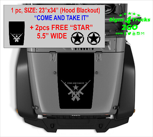 Juego de pegatinas de oscurecimiento para capó Come and Take It con pegatinas de estrella para Jeep Wrangler JK