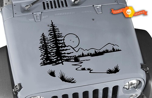 Adhesivo de vinilo con paisaje natural para capó de Jeep Wrangler