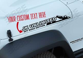 TEXTO PERSONALIZADO- JK JL Unlimited Edition Calcomanía de vinilo de montaña Se adapta a cualquier Jeep wrangler JK3