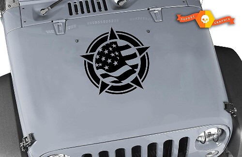 Vinilo adhesivo con bandera de EE. UU. y estrella para capó de Jeep Wrangler