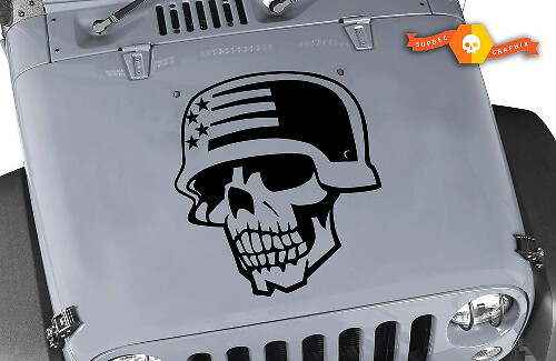 Calcomanía de Vinilo Capucha Calavera Ejército para Jeep Wrangler