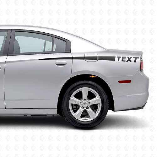 Pegatina de vinilo lateral con texto personalizado y franjas en degradado para Dodge Charger 2011-2014
