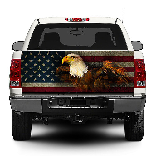Vinilo adhesivo para portón trasero con bandera de EE. UU. y águila para camionetas y SUV