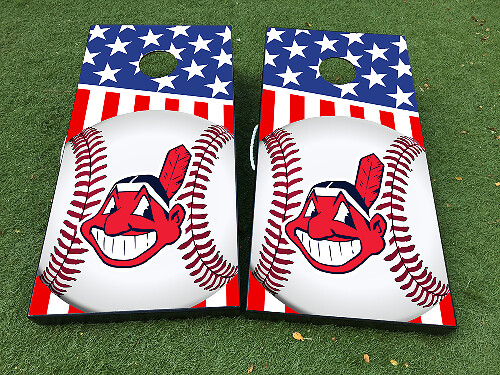 Juego de calcomanías de vinilo para tablero de cornhole de béisbol de los Cleveland Indians