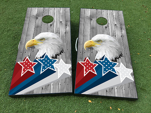 Juego de calcomanías de vinilo para tablero de cornhole patriótico American Eagle