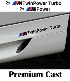Juego de 4 pegatinas laterales para carrocería BMW Twin power turbo que se adaptan a la serie M 520 f10 f12
